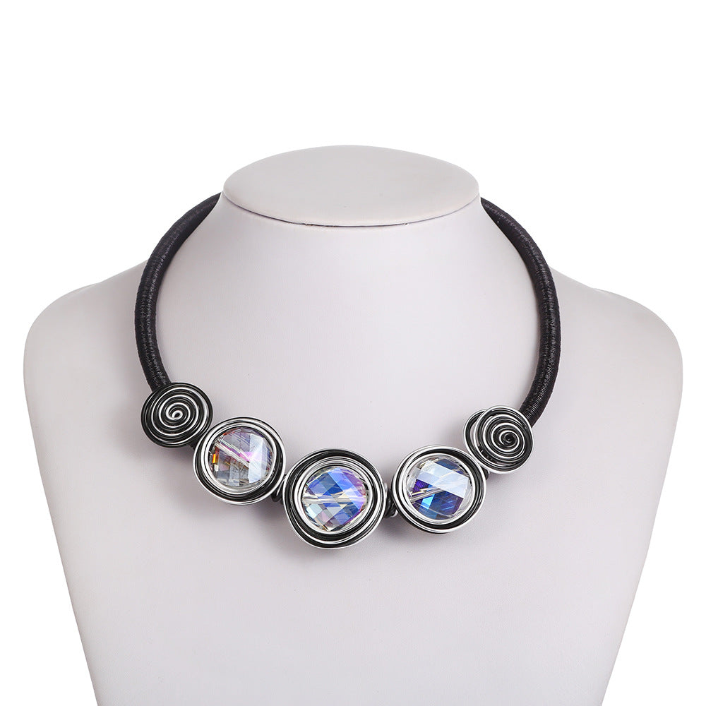 Exaggerated Aluminum Bar Glass Choker Necklace from Planderful Collection