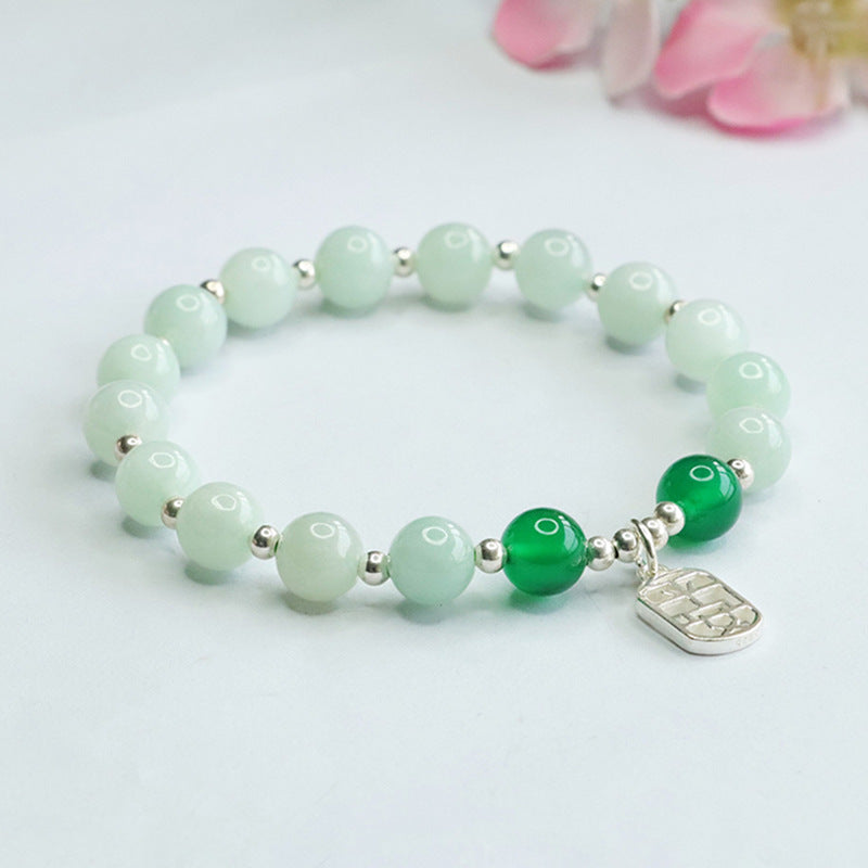 Elegant Sterling Silver Jade Bracelet by Ping An Brand