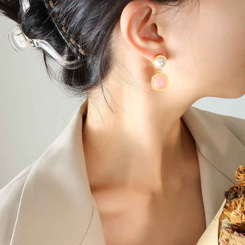 Pink Jade Earrings: Korean-Inspired Personalized Fashion Jewelry