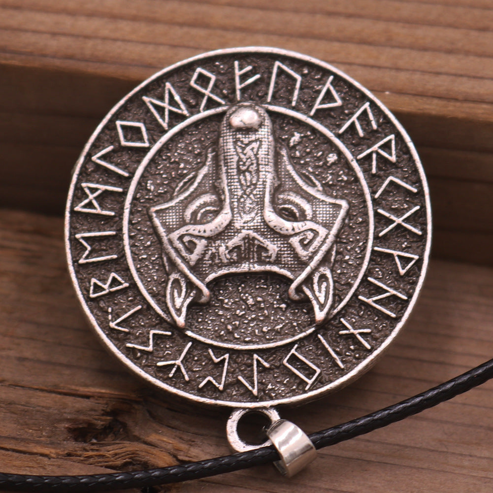 Viking Odin Wolf Head Necklace with Runaven Talisman - Men's Alloy Jewelry