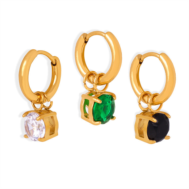 Exquisite Retro Style Sparkling Zircon Gold Earrings