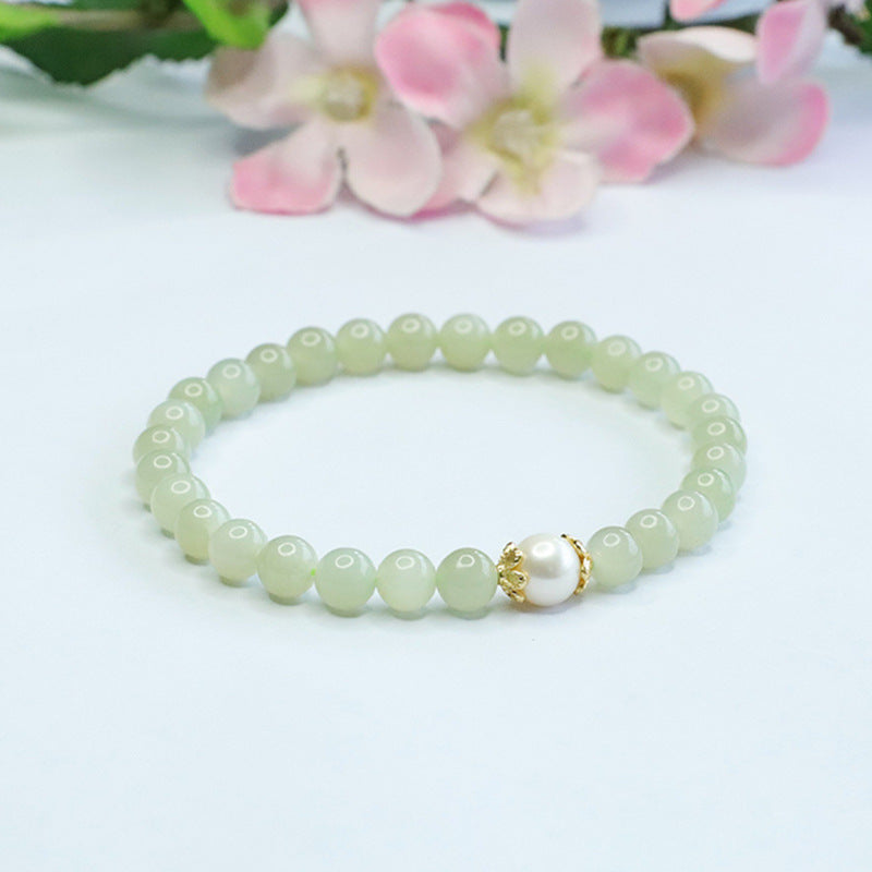 Fortune's Favor Sterling Silver Jade and Pearl Bracelet