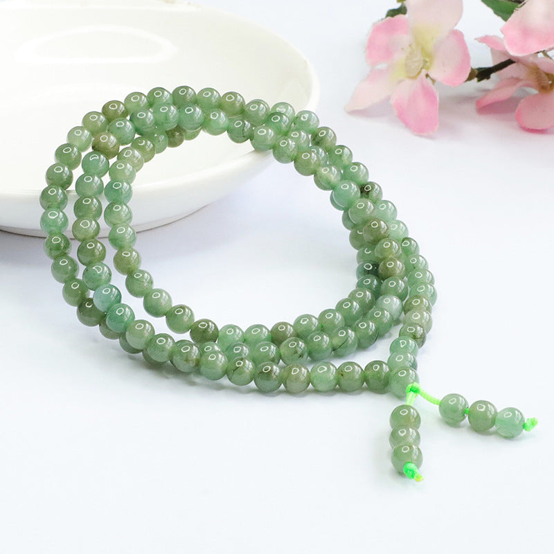 Natural Myanmar A-grade Jade Necklace Oil Green Round Bead Sweater Chain Jade