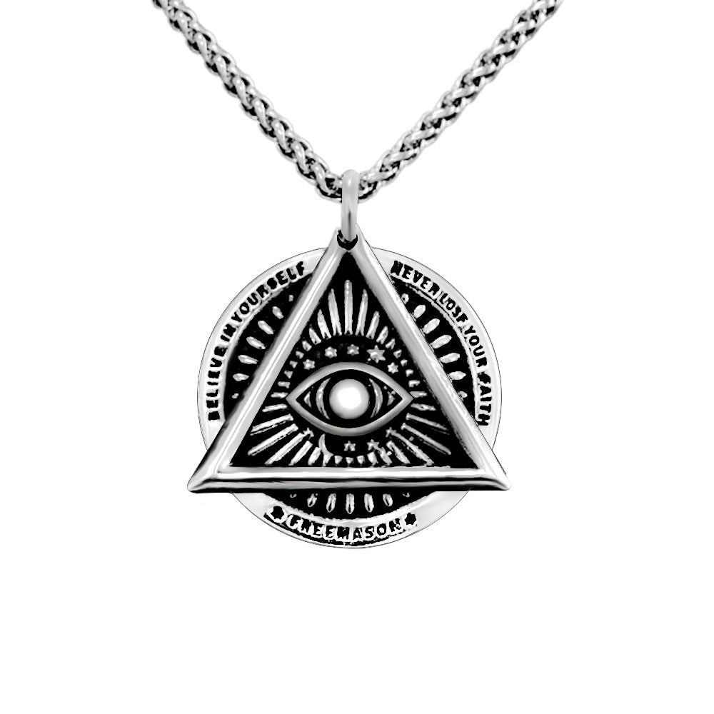 Vintage-Inspired Titanium Steel Devil's Eye Pendant Necklace for Men - Stylish European and American Aesthetic