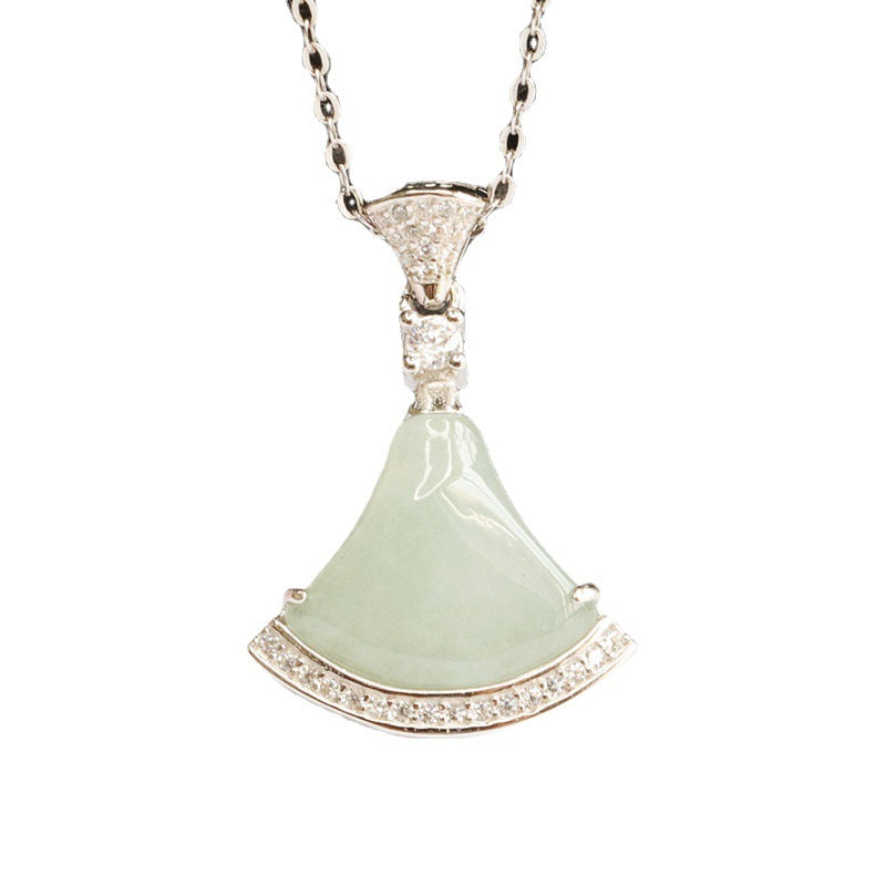 Jade Pendant with Zircon Trim Necklace crafted in Sterling Silver