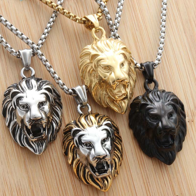 Personalized Titanium Steel Lion Head Pendant Necklace for Men - Bold Fashion Statement