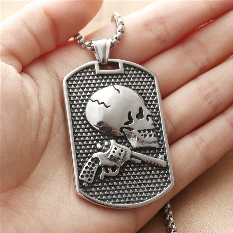 Personalized Titanium Steel Skull Pendant Necklace for Men - Retro Punk Trendy Design