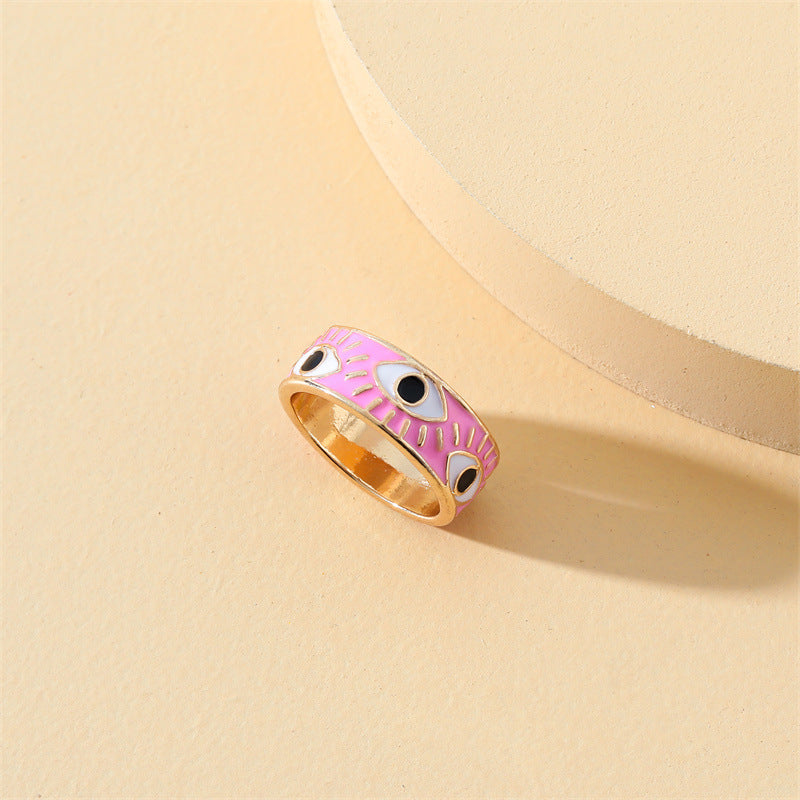 Pink Oil Drop Eye Ring - Vienna Verve Collection