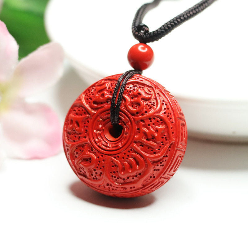 Cinnabar Buckle Six-character Mantra Pendant Jewelry