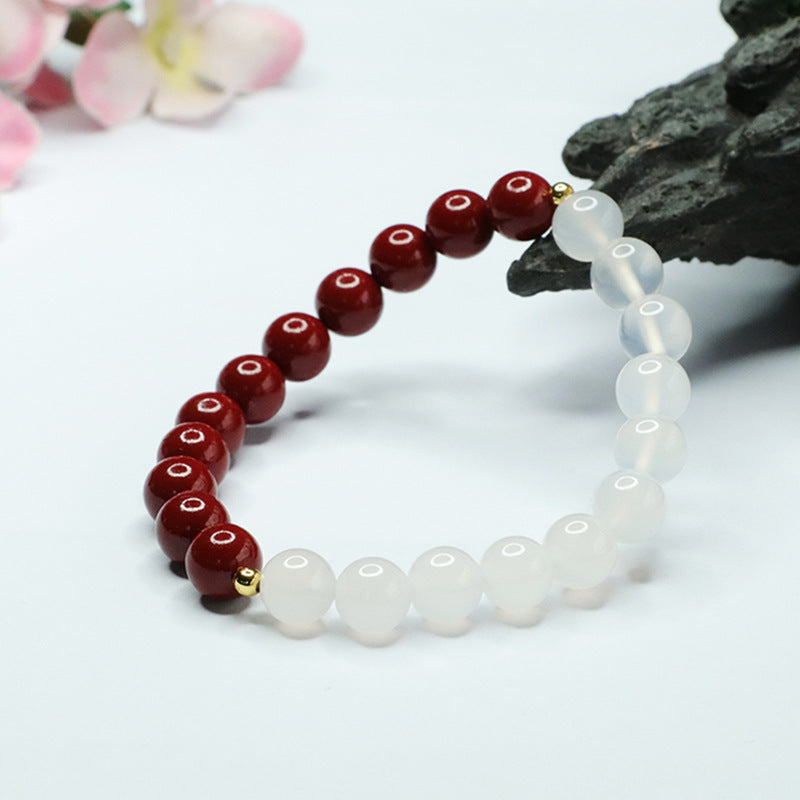 Fortune's Favor Sterling Silver Chalcedony and Cinnabar Bracelet