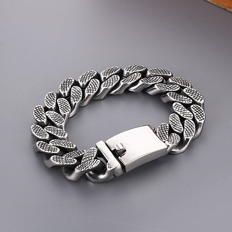 Punk Retro Stainless Steel Cuban Chain Bracelet for Men - Trendy and Personalized Accessory