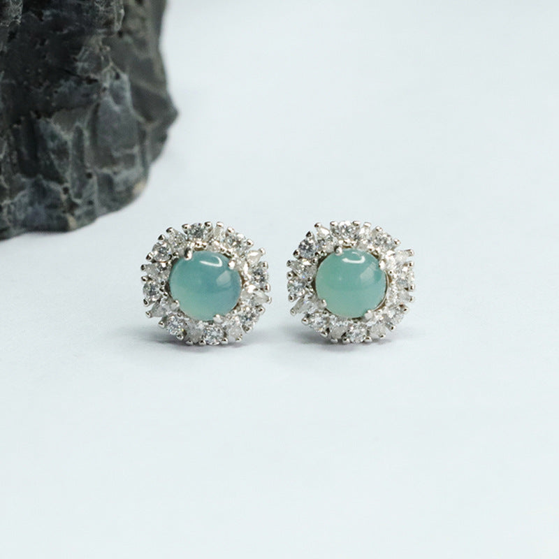 Sterling Silver Jade Stud Earrings