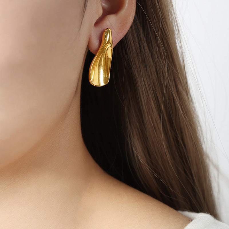 Golden Aura Water Drop Earrings - Fashionable Titanium Steel Luxury Jewelry