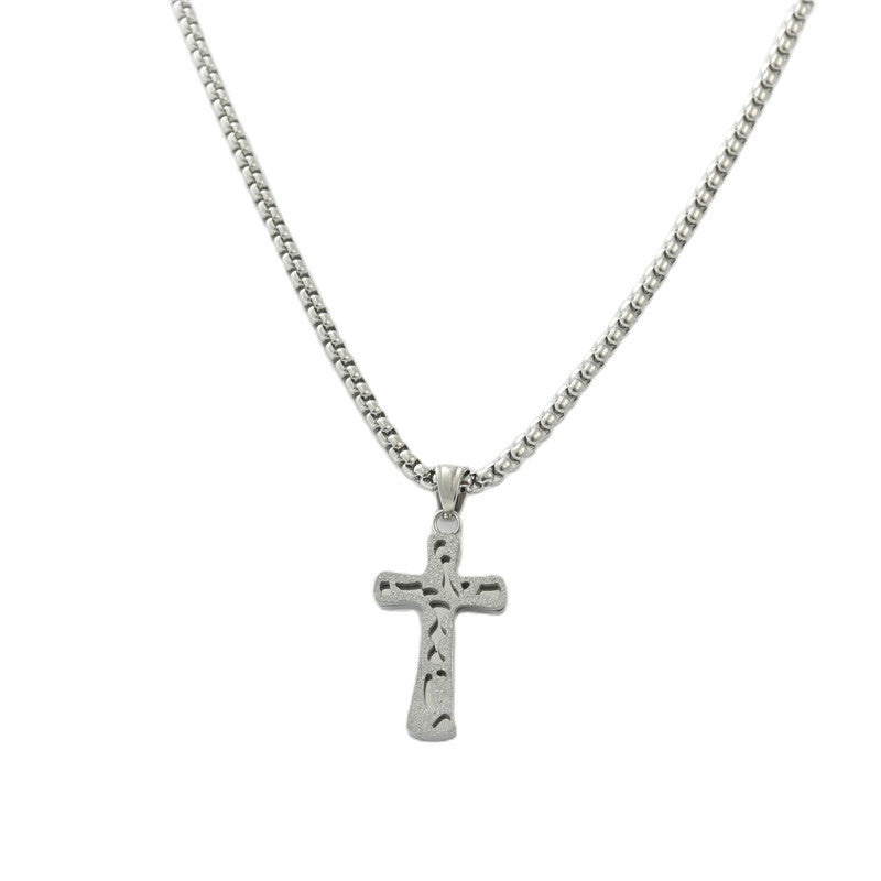 Personalized Retro Titanium Steel Cross Pendant Necklace for Trendy Men