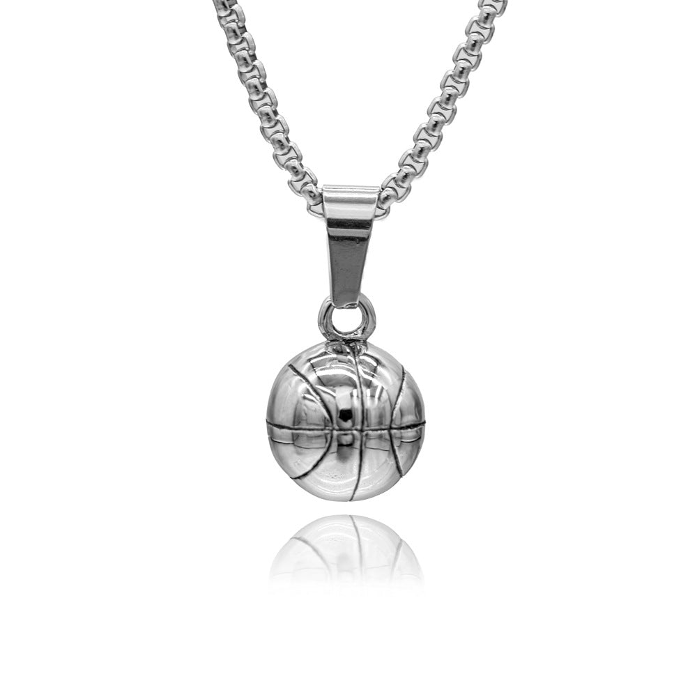 Stylish NBA Basketball Pendant Necklace in Titanium Steel for Men - European and American Fashion Jewelry