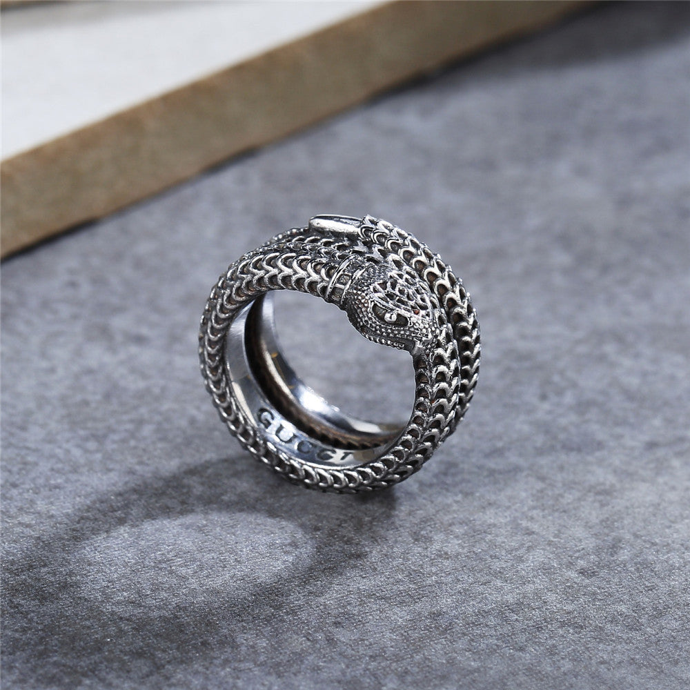 Scaly Snake Titanium Steel Ring for Men