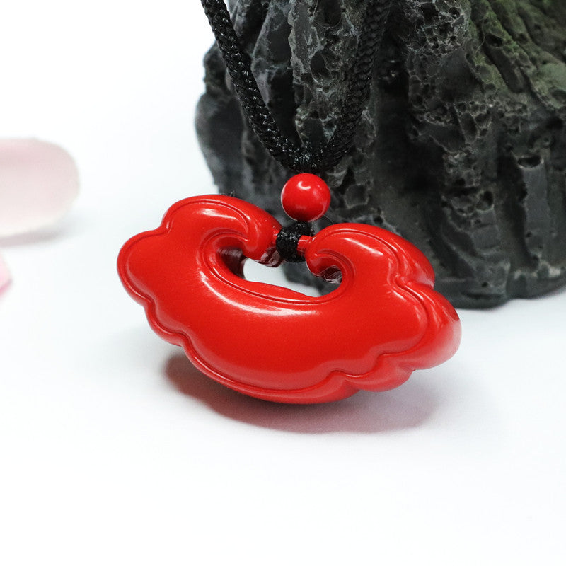 Auspicious Cinnabar Stone Ruyi Pendant