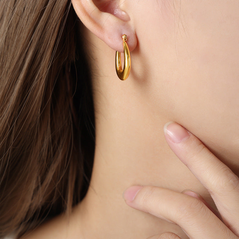 Exquisite Geometric Gold-Plated Earrings with Metal Needles by Planderful Collection