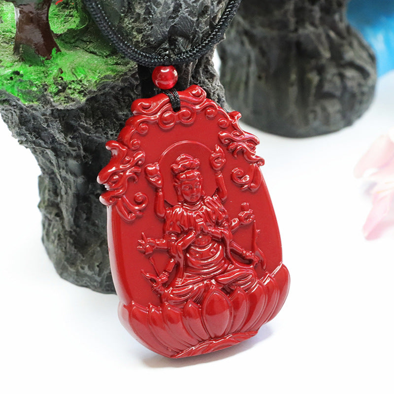 Cinnabar Pendant, Purple Gold Sand, Doumu Guanyin Pendant