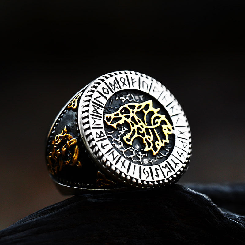 Viking-Inspired Nordic Stainless Steel Ring for Men - Retro Animal Design