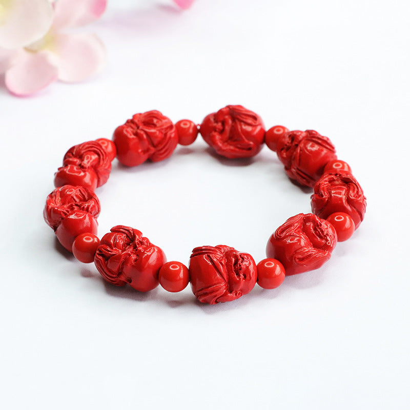 Cinnabar and Red Sand Bracelet Set with Little Buddha Bracelets