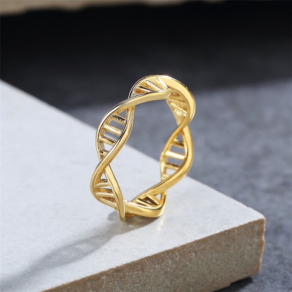 Everyday Genie Titanium Steel DNA Double Helix Ladies Ring - Size 6-13