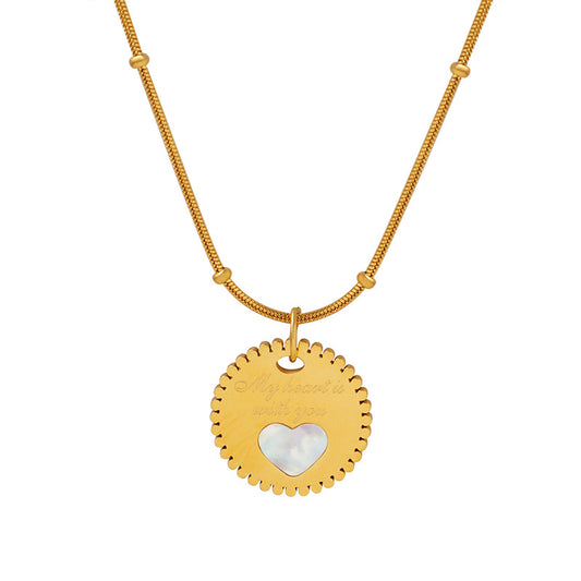 Elegant White Sea Shell Heart Pendant Necklace with 18k Gold Chain