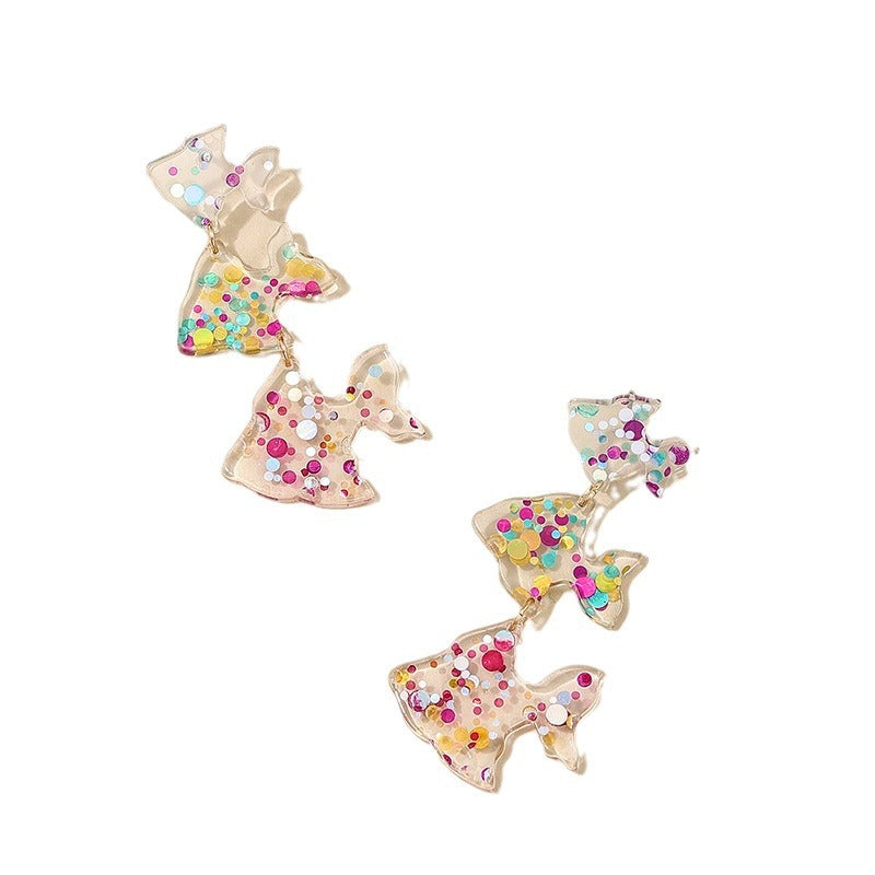 Whimsical Vienna Verve Acrylic Fish Earrings - Vibrant and Playful Women's Jewelry Wholesale