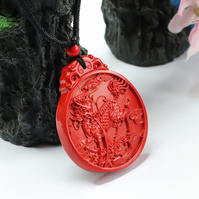 Vermilion Sand Pendant, Red Sand Fire Qilin Round Pendant