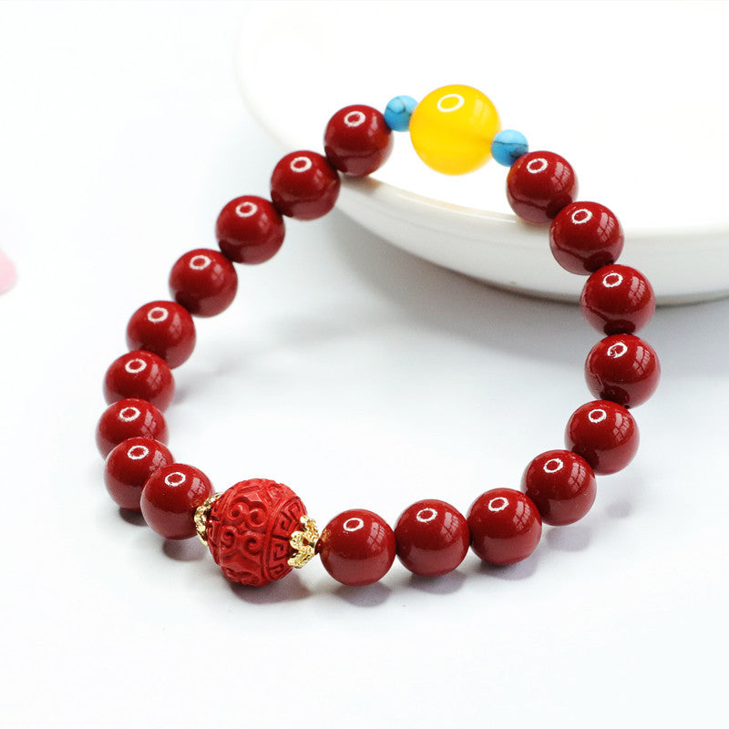 Auspicious Cloudscape Cinnabar and Agate Bracelet