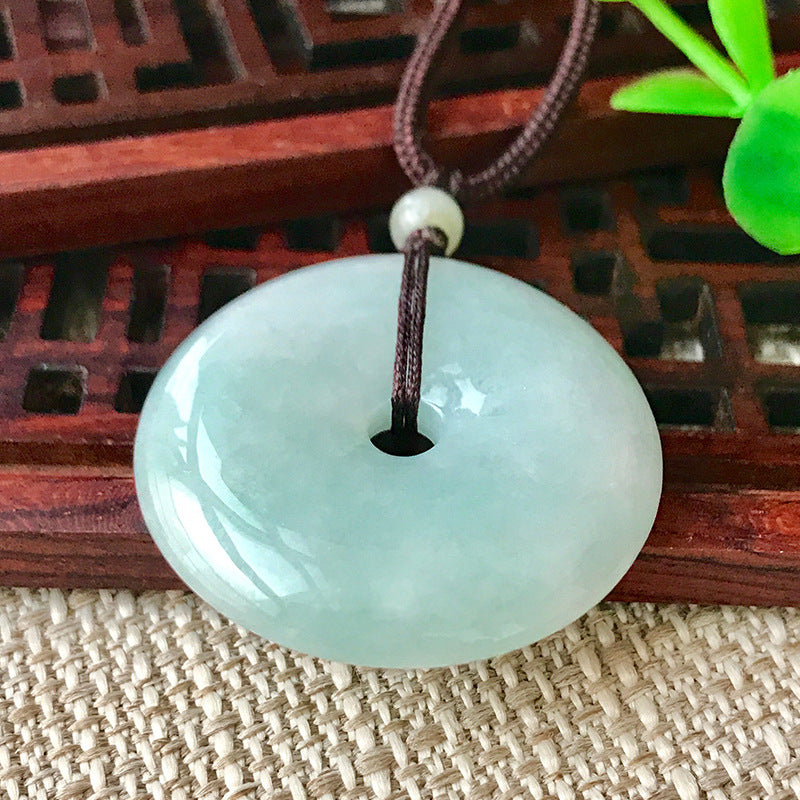 Natural Jade Pendant Safety Buckle 25mm Myanmar Jade Jewelry