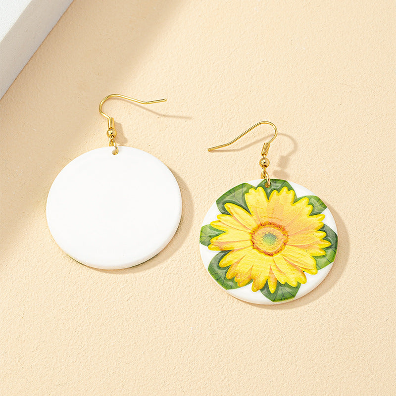 Sunflower Embossed Earrings with Exaggerated Floral Design