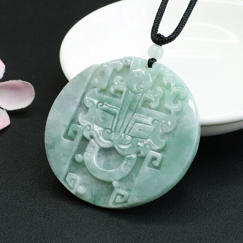 Auspicious Beast Round Jade Pendant from the Fortune's Favor Collection