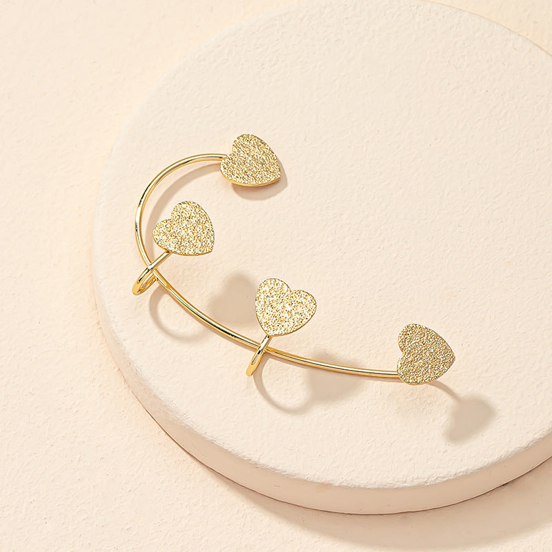 Peach Heart Non-Piercing Ear Clip with Cross-Border Chic Style