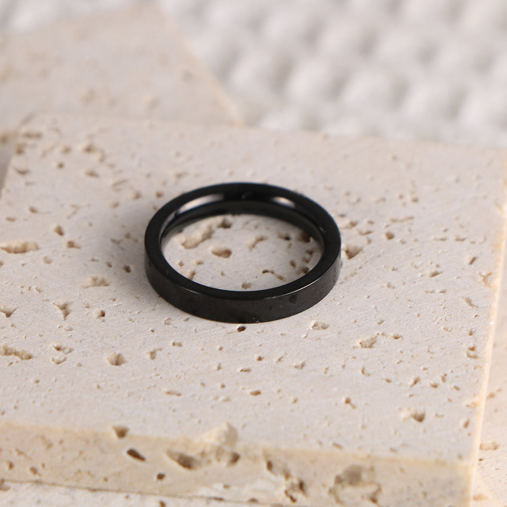 Elegant Gold and Black Steel Couple Rings for Men and Women - Simple Japanese and Korean Design