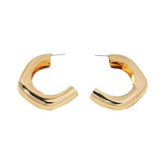 European Influenced Metal C-Curve Earrings - Vienna Verve Collection