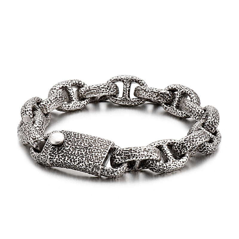 Vintage-Inspired Stainless Steel Men's Bracelet with Japanese Characters in Titanium Steel