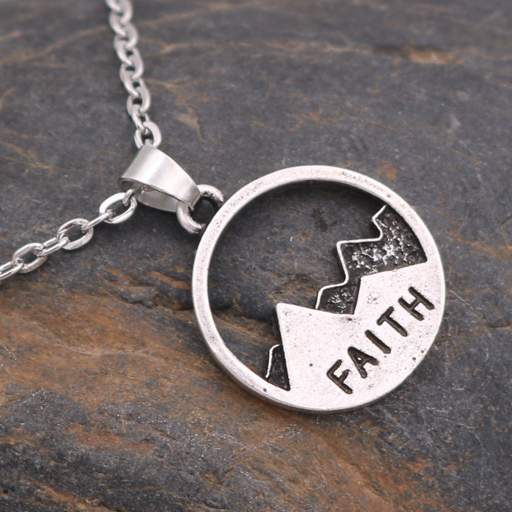 FAITH Metal Pendant Necklace with O-shaped Chain Detail for Men - Wholesale Manufacturer Direct Supply