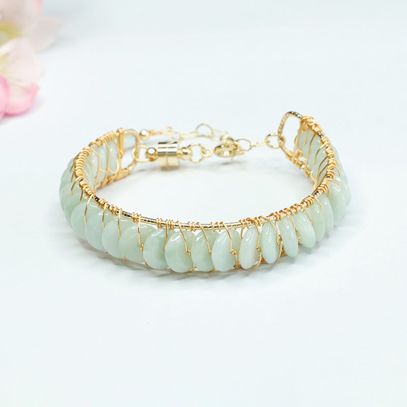 Light Color Jadeite Sterling Silver Bracelet