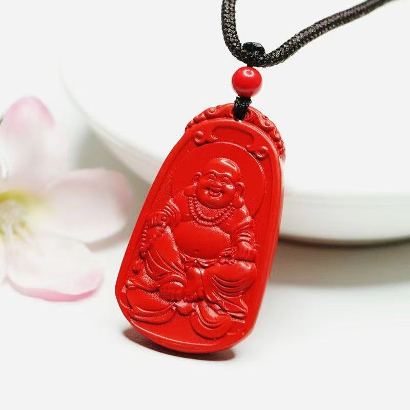 Cinnabar Buddhist Lord Pendant Jewelry: Symbol of Fortune and Protection