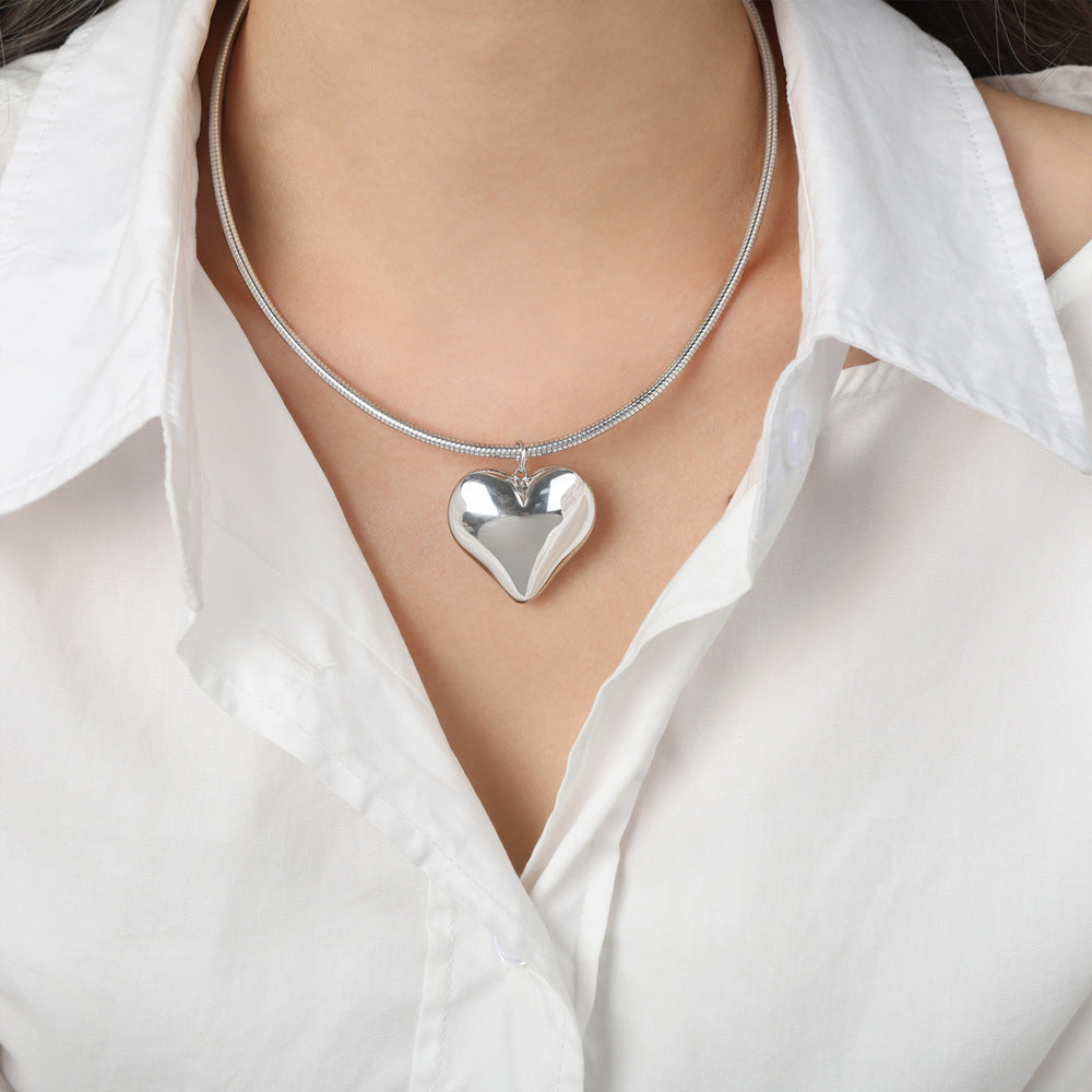 Dainty Titanium Gold Heart Pendant Necklace by Planderful - Elegant Everyday Genie Accessory