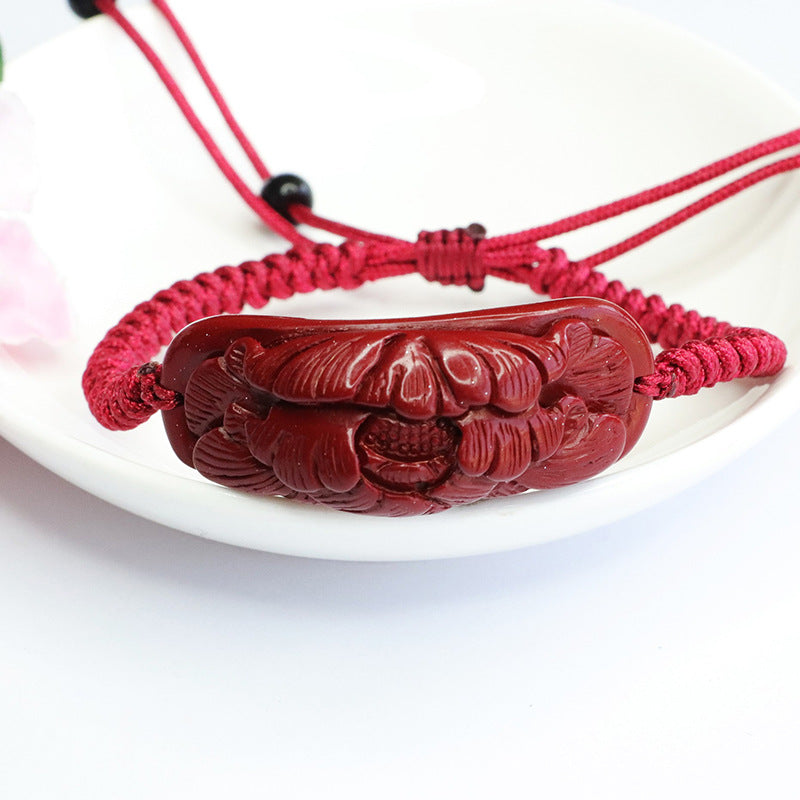 Purple Gold Sand Flower Cinnabar Bracelet with Sterling Silver Needle