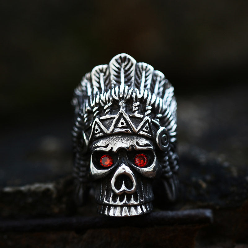 Punk-Inspired Titanium Steel Skull Ring for Men - Retro European and American Style Wholesale Jewelry