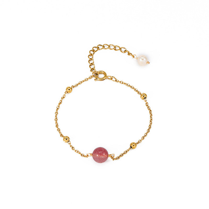 Versatile Strawberry Crystal Powder Bracelet for Women