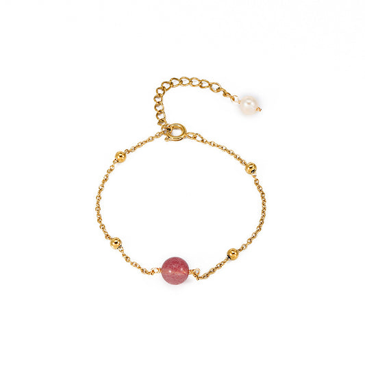 Versatile Strawberry Crystal Powder Bracelet for Women