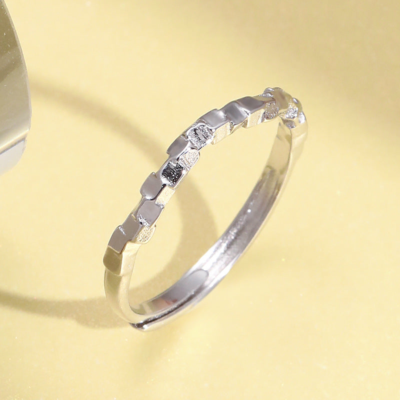 Irregular Small Cube Opening Sterling Silver Ring