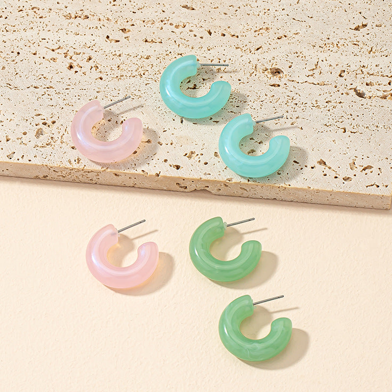 Dazzling Candy Color Acrylic Earrings Set with Street Style Design