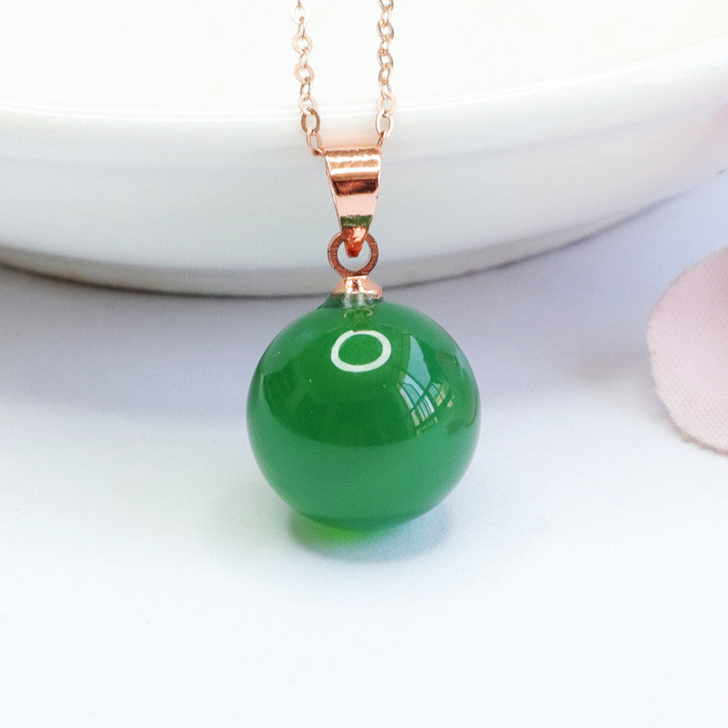 Rose Gold Necklace with Natural Ice Chalcedony Bead Pendant