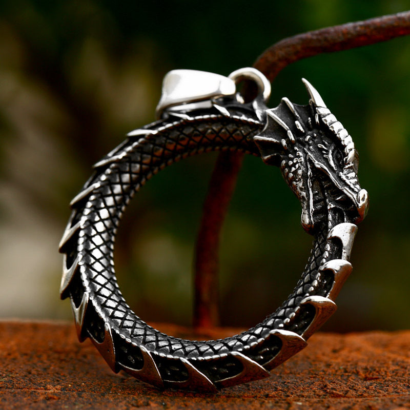 Wholesale Retro Dragon Titanium Steel Pendant for Men - Planderful Everyday Genie Collection