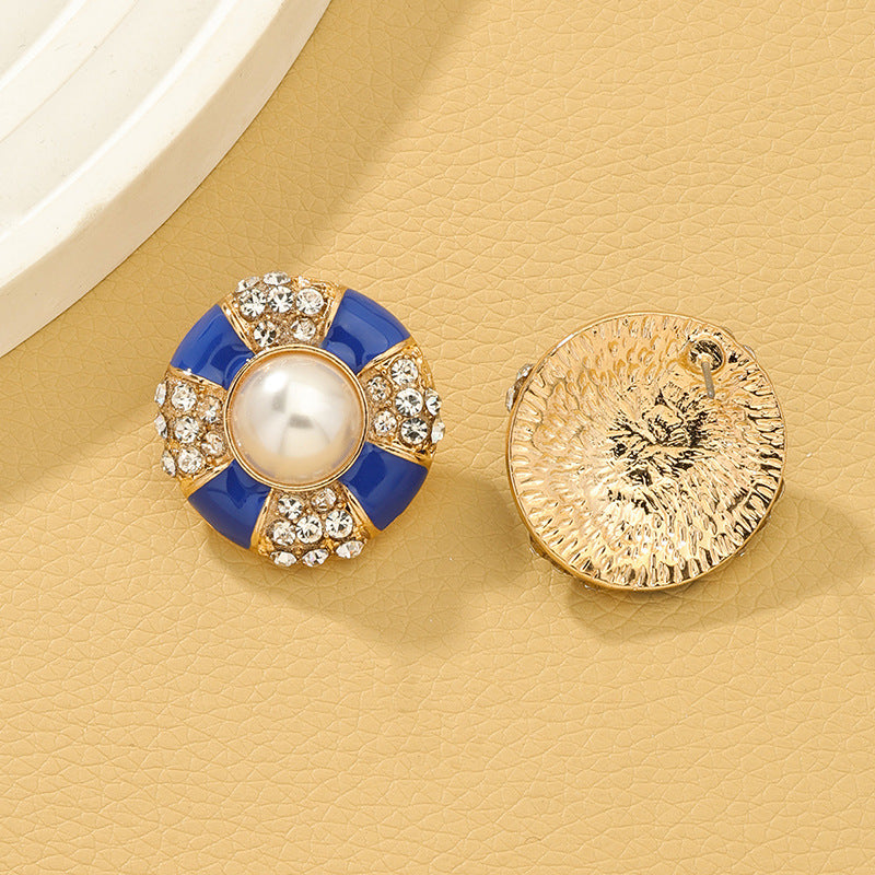 Vintage Korean Style Round Alloy Earrings - Vienna Verve Collection